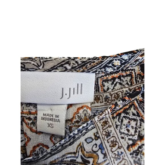 J. Jill Womens Lightweight Printed Top Multicolor XS Rayon Relaxed Fit Short Sle - Picture 3 of 5